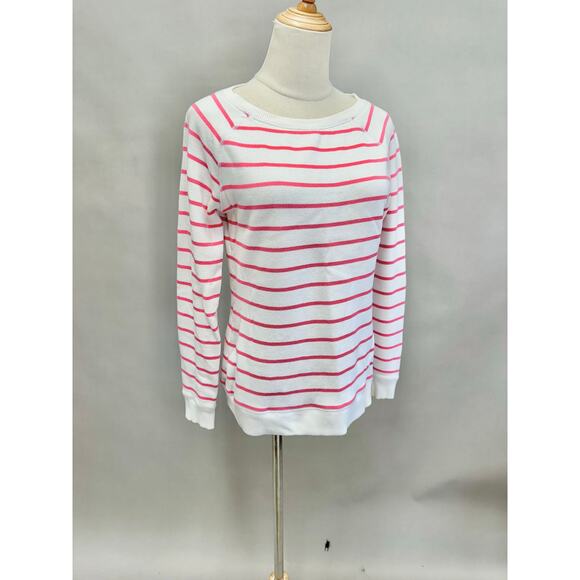 Tommy Hilfiger white & pink stripe lace up sweater Size Small Coastal Preppy y2k - Picture 3 of 14